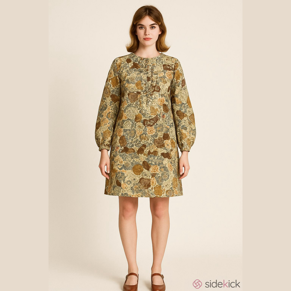 Vintage Wayne Kastning for Helga Floral Long Sleeve Dress. - Picture 6 of 6